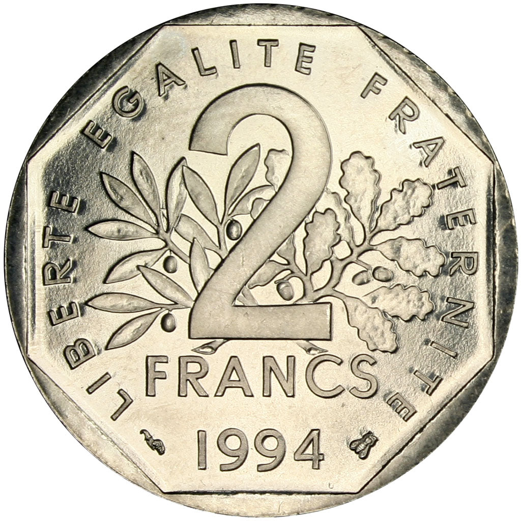 Moneta, Francia, Semeuse, 2 Francs, 1994, FDC, Nichel, Gadoury:547