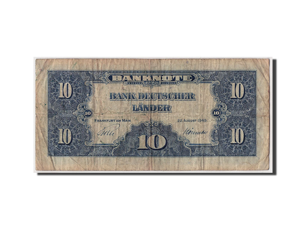 Banconote, GERMANIA - REPUBBLICA FEDERALE, 10 Deutsche Mark, 1949, 1949-08-22