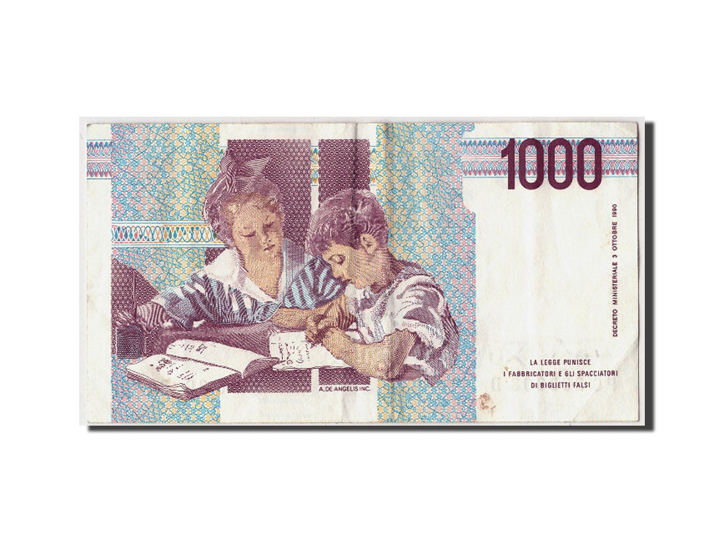 Banknote, Italy, 1000 Lire, 1990, AU(50-53)
