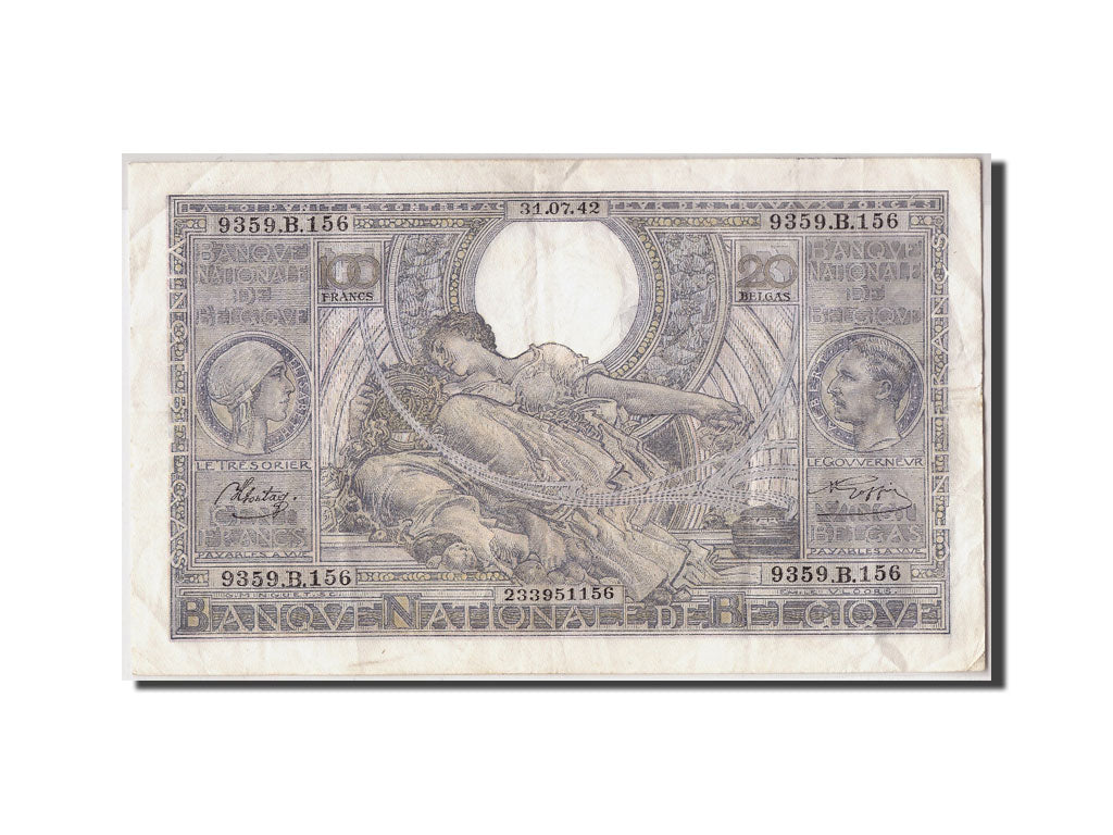 Banknote, Belgium, 100 Francs-20 Belgas, 1942, 1942-07-31, EF(40-45)