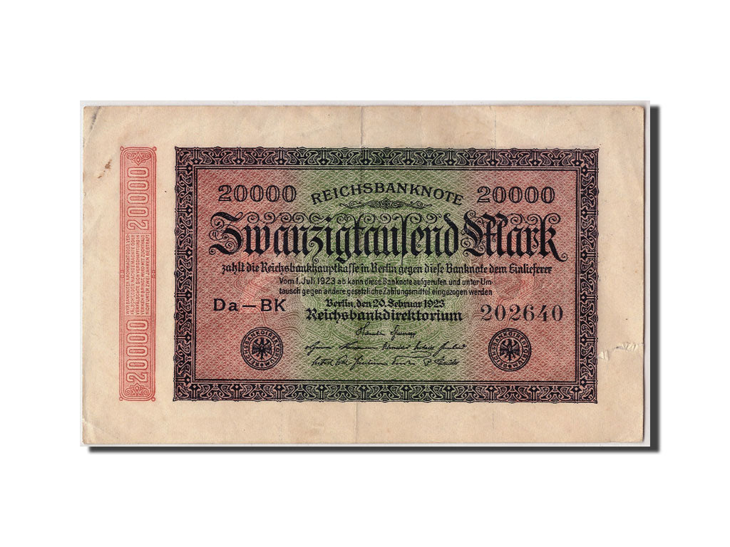 Billet, Allemagne, 20,000 Mark, 1923, 1923-02-20, TB