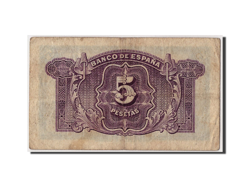 Biljet, Spanje, 5 Pesetas, 1935, TB
