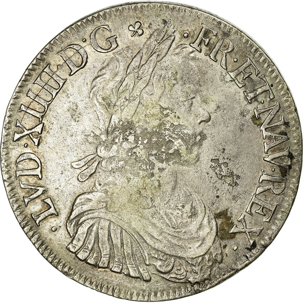 Frankrijk, Louis XIV, Écu à la mèche longue, 1649, Montpellier, Zilver, ZF