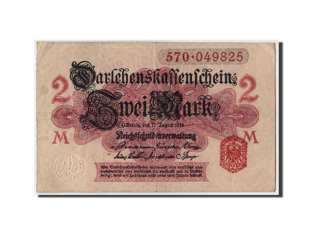 Banconote, Germania, 2 Mark, 1914, 1914-08-12, BB