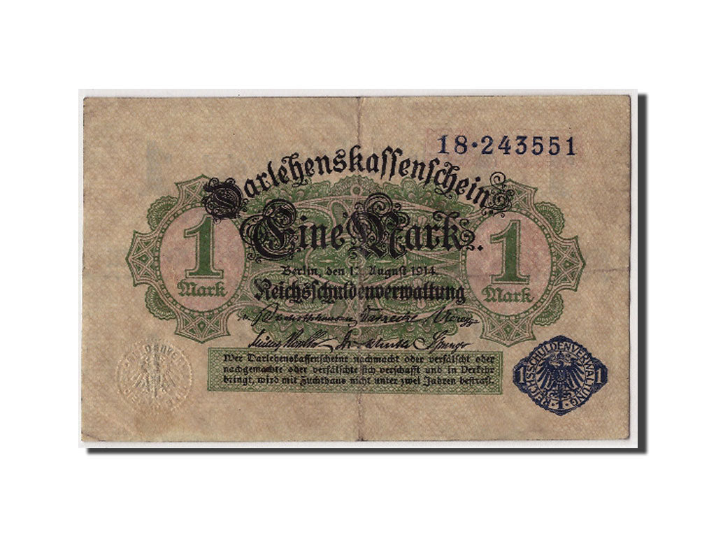 Billete, 1 Mark, 1914, Alemania, 1914-08-12, MBC