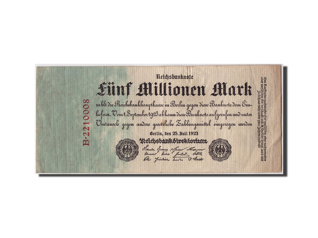 Billete, 5 Millionen Mark, 1923, Alemania, 1923-07-25, BC+