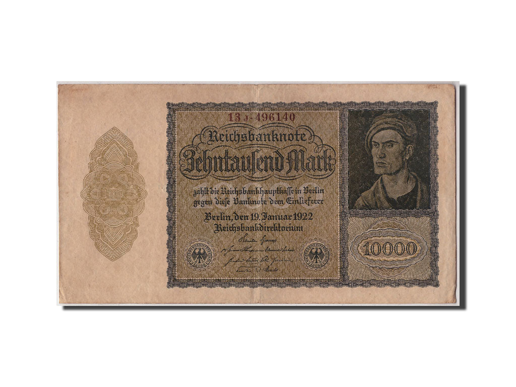 Billete, 10,000 Mark, 1922, Alemania, 1922-01-19, BC+