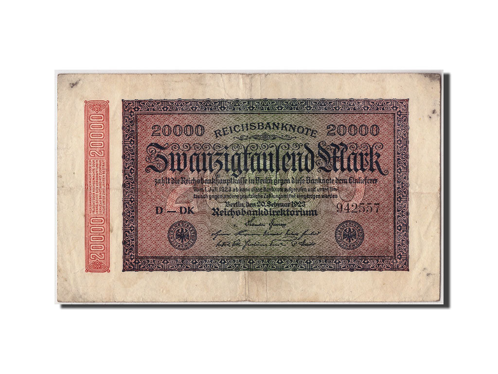 Banknot, Niemcy, 20,000 Mark, 1923, 1923-02-20, VF(20-25)
