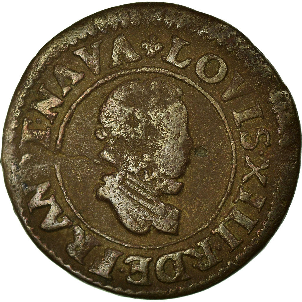 Münze, Frankreich, Louis XIII, Denier tournois, buste enfantin « petite