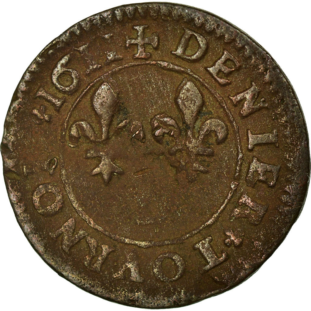 Münze, Frankreich, Louis XIII, Denier tournois, buste enfantin « petite