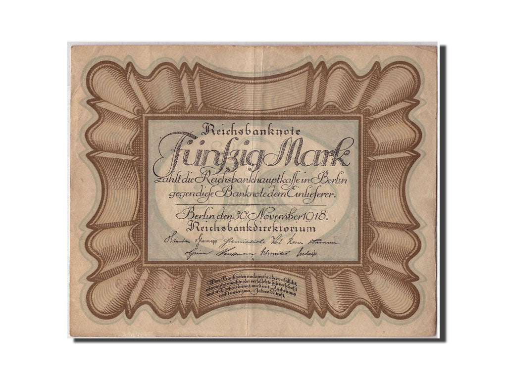 Billete, 50 Mark, 1918, Alemania, 1918-11-30, BC+