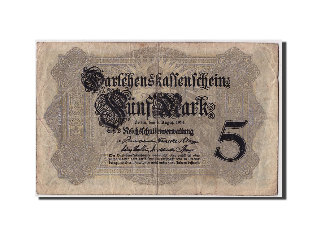 Banknote, Germany, 5 Mark, 1914, 1914-08-05, VF(30-35)