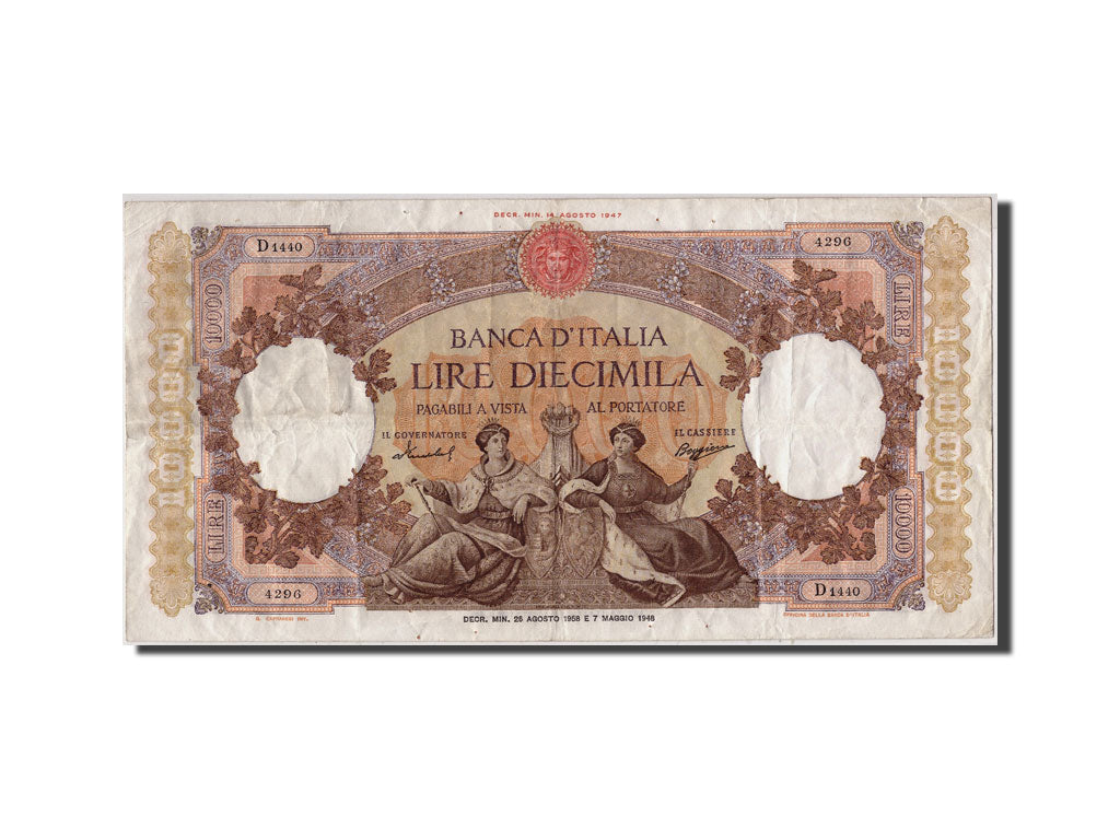 Geldschein, Italien, 10,000 Lire, 1958, 1958-08-26, SS