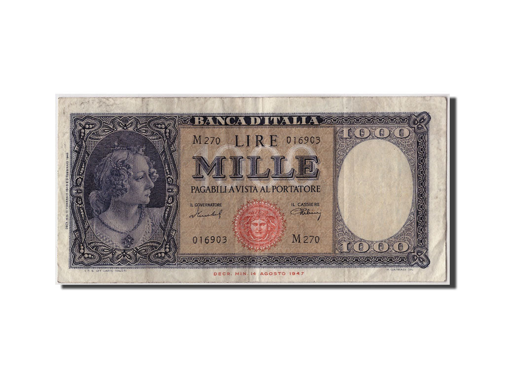 Biljet, Italië, 1000 Lire, 1949, 1949-02-11, TTB