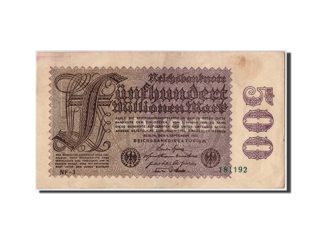 Billete, 500 Millionen Mark, 1923, Alemania, 1923-09-01, MBC