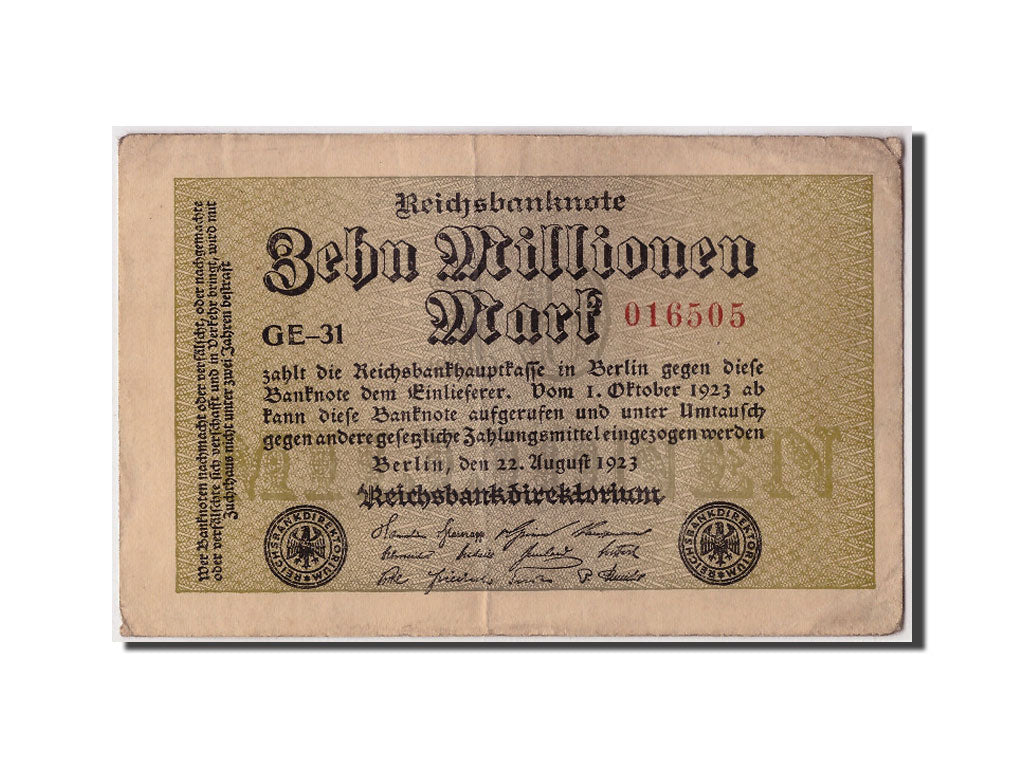 Banknote, Germany, 10 Millionen Mark, 1923, 1923-08-22, VF(20-25)