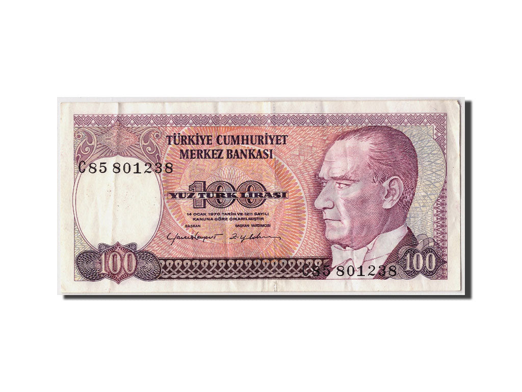 Billet, Turquie, 100 Lira, TB