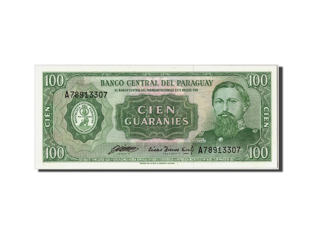 Banknote, Paraguay, 100 Guaranies, L1952 (1982), Undated, KM:205, UNC(65-70)