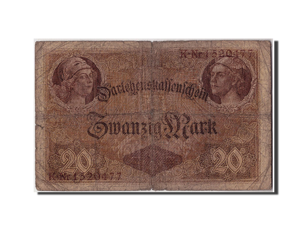Billete, 20 Mark, 1914, Alemania, KM:48b, 1914-08-05, MC+