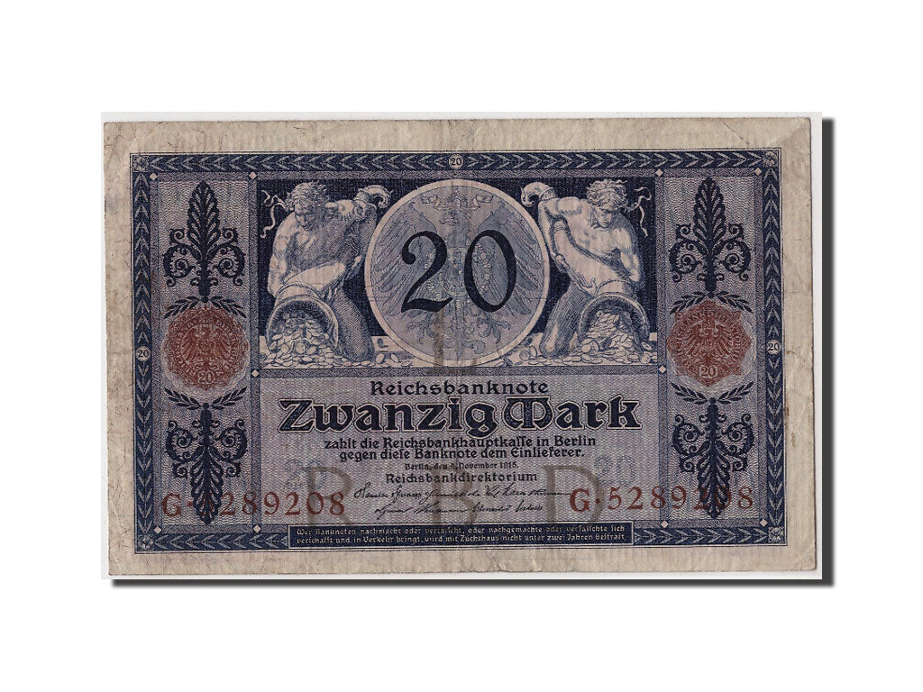 Banconote, Germania, 20 Mark, 1915, KM:63, 1915-11-04, MB+