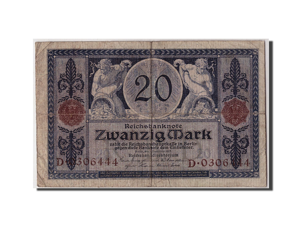 Banknot, Niemcy, 20 Mark, 1915, 1915-11-04, KM:63, VF(20-25)