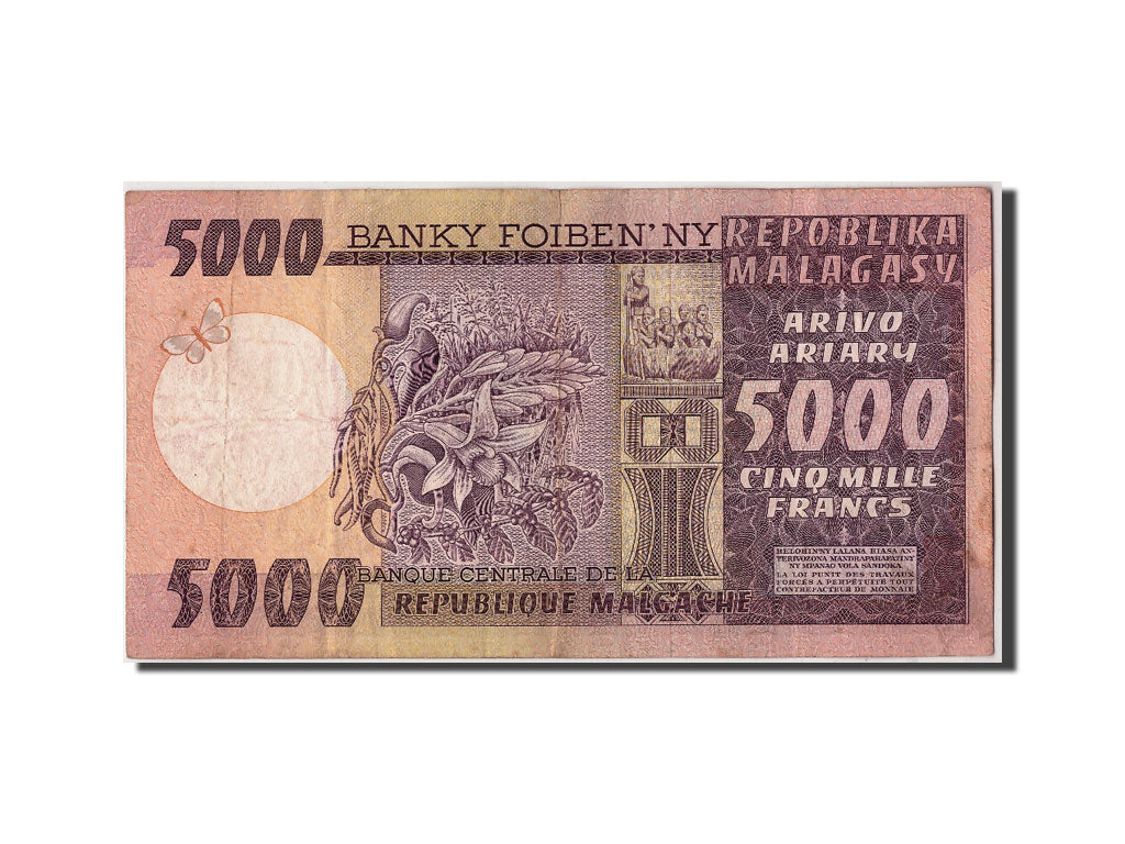 Billete, 5000 Francs = 1000 Ariary, Undated, Madagascar, KM:66a, Undated, BC+