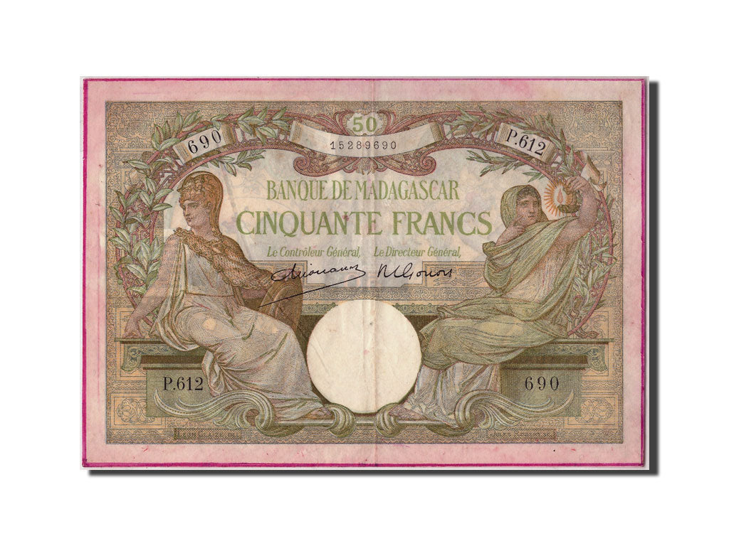 Billete, 50 Francs, Undated, Madagascar, KM:38, Undated, BC+
