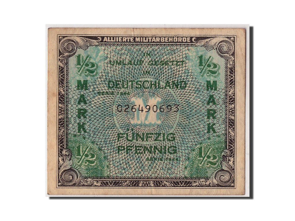 Banknote, Germany, 1/2 Mark, 1944, Undated, KM:191a, VF(30-35)