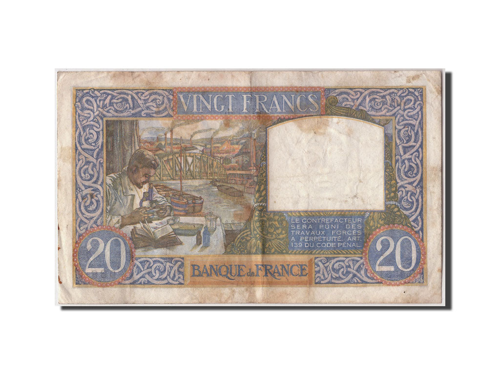 Banknote, France, 20 Francs, 20 F 1939-1942 ''Science et Travail'', 1941
