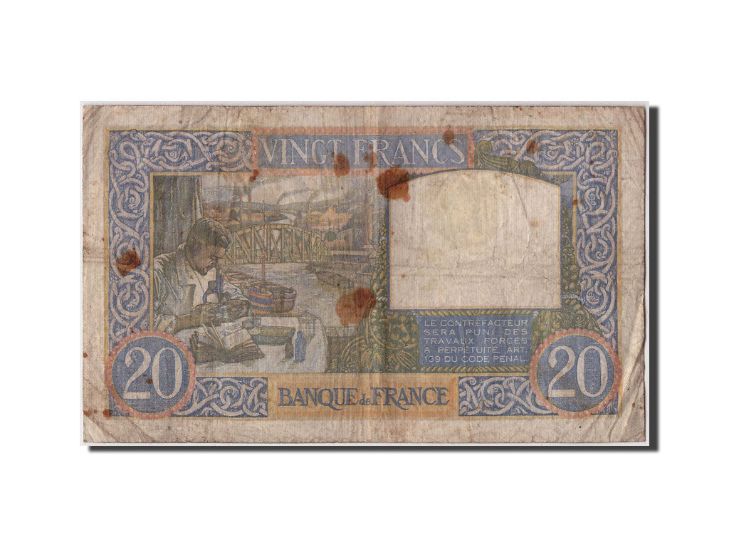 Banknote, France, 20 Francs, 20 F 1939-1942 ''Science et Travail'', 1941