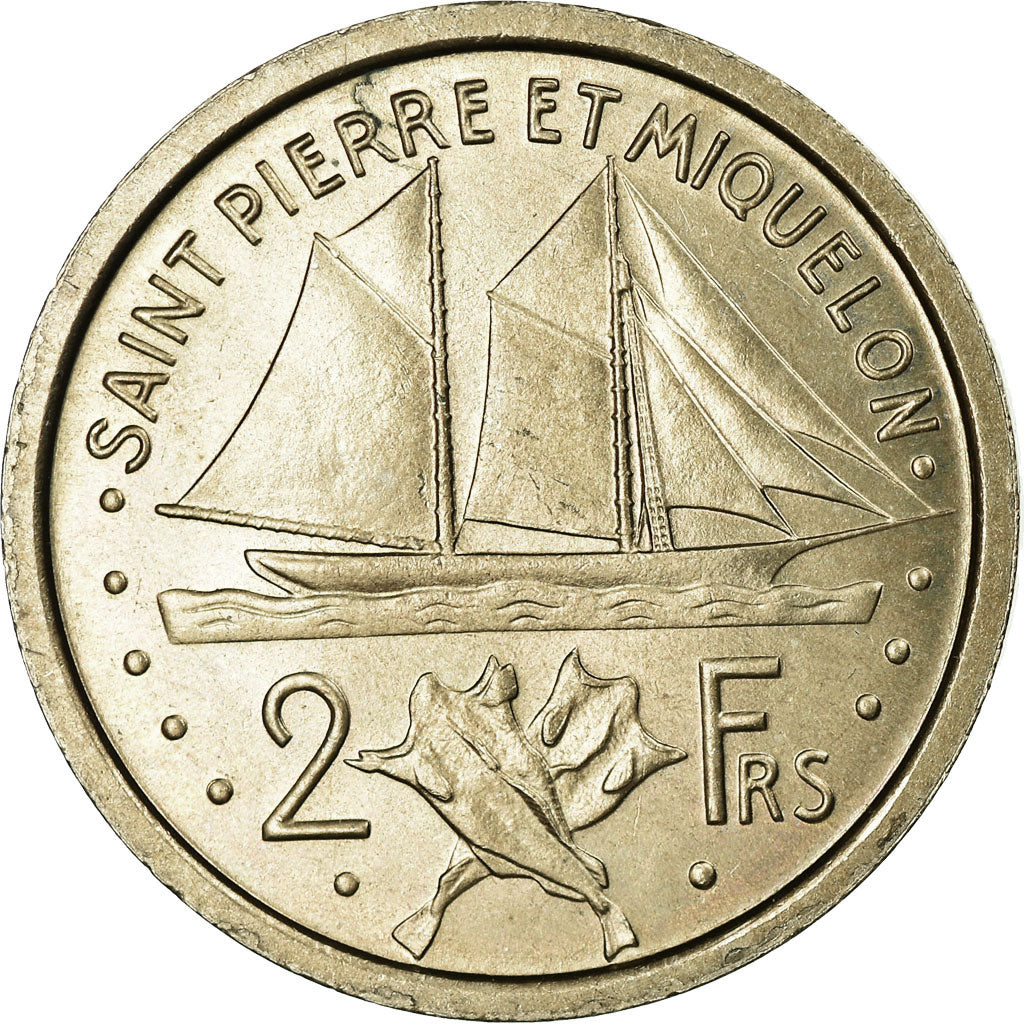 Coin, SAINT PIERRE & MIQUELON, 2 Francs, 1948, Paris, MS(63), Copper-nickel