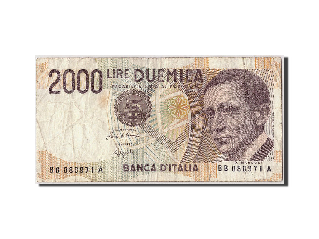 Biljet, Italië, 2000 Lire, 1990, Undated, KM:115, TB