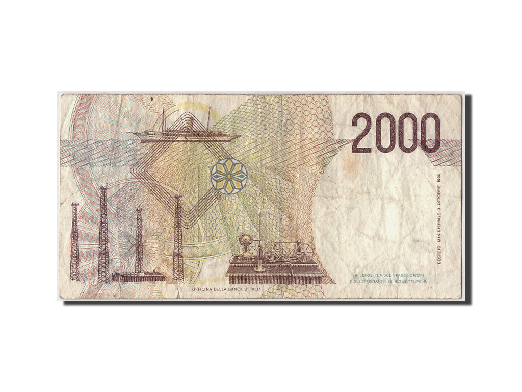 Biljet, Italië, 2000 Lire, 1990, Undated, KM:115, TB