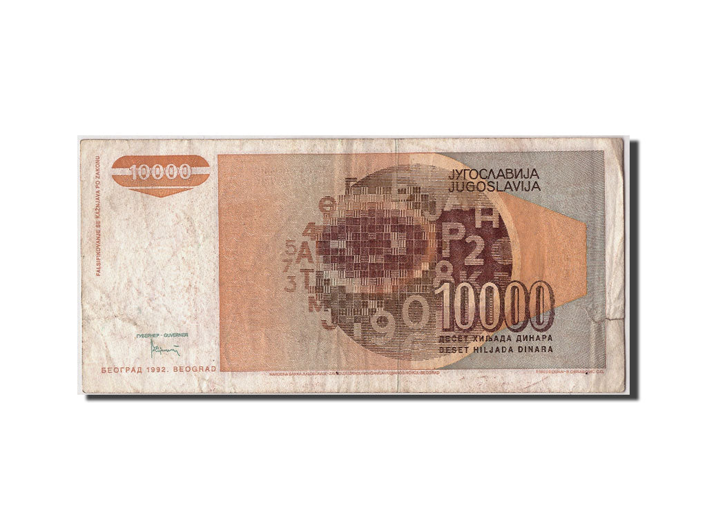 Billet, Yougoslavie, 10,000 Dinara, 1992, Undated, KM:116a, TB