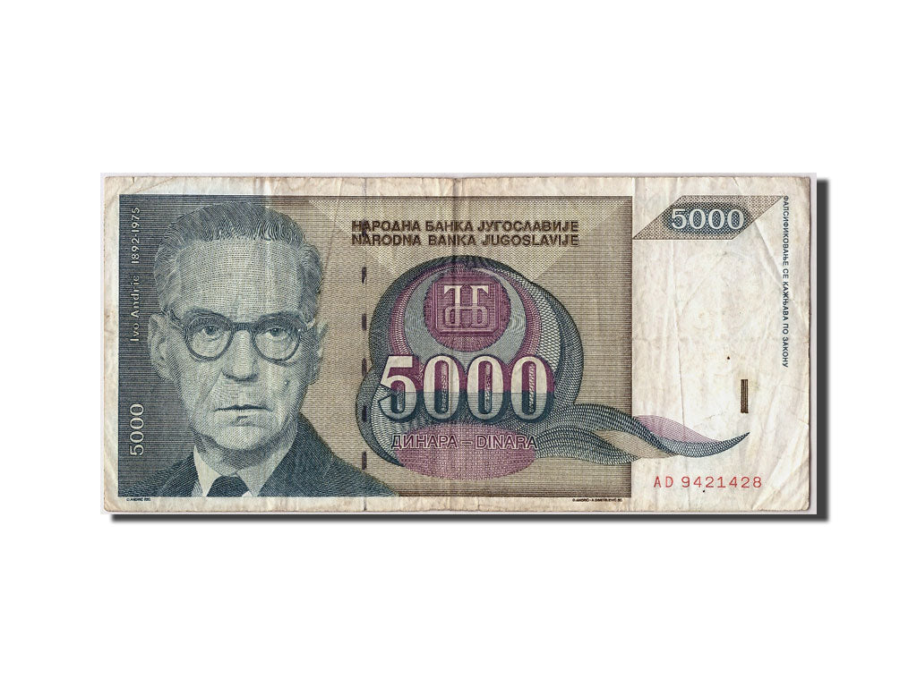 Billet, Yougoslavie, 5000 Dinara, 1992, Undated, KM:115, TB