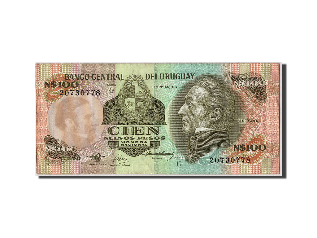 Banknote, Uruguay, 100 Nuevos Pesos, Undated (1987), Undated, KM:62a, EF(40-45)