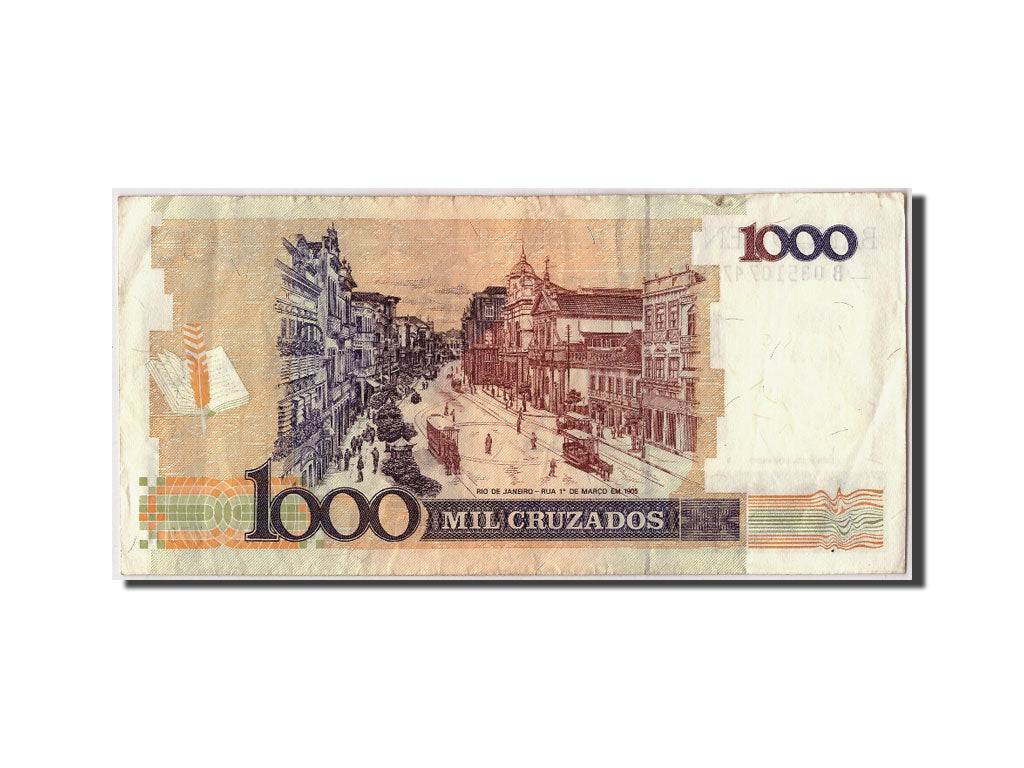 Biljet, Brazilië, 1 Cruzado Novo on 1000 Cruzados, Undated (1989), Undated