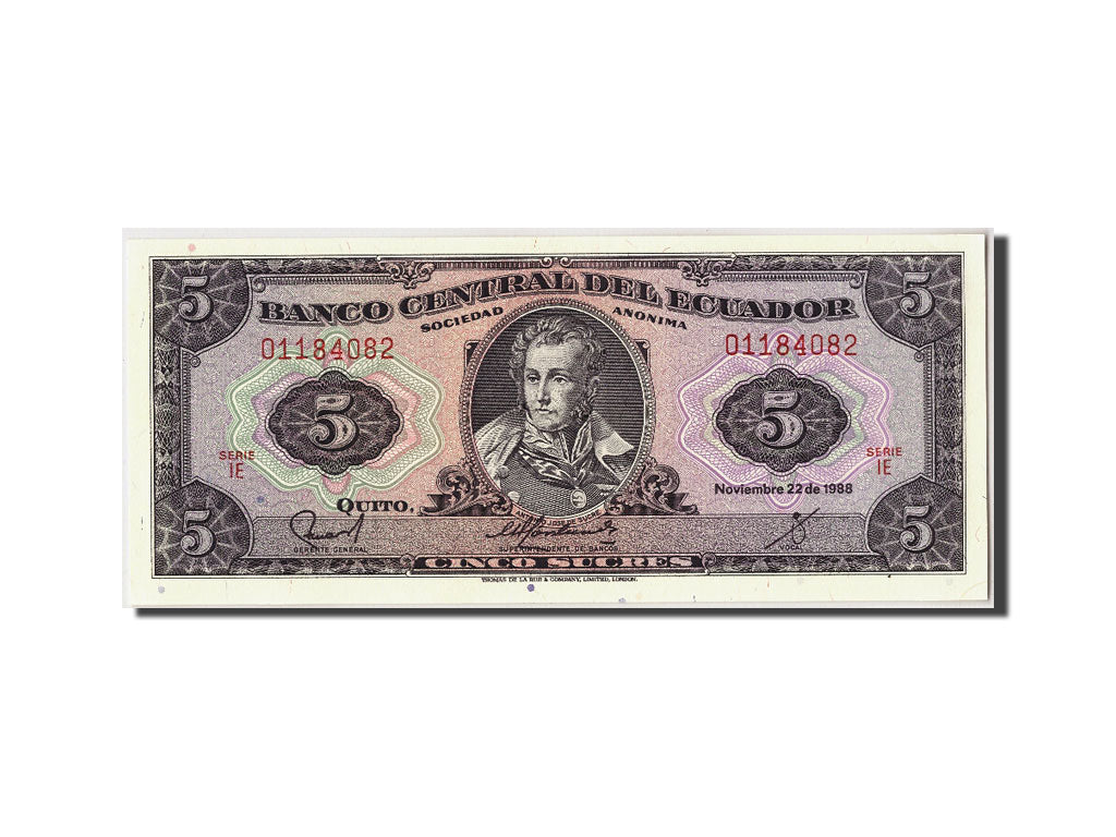 Billete, 5 Sucres, 1988, Ecuador, KM:120A, 1988-11-22, SC