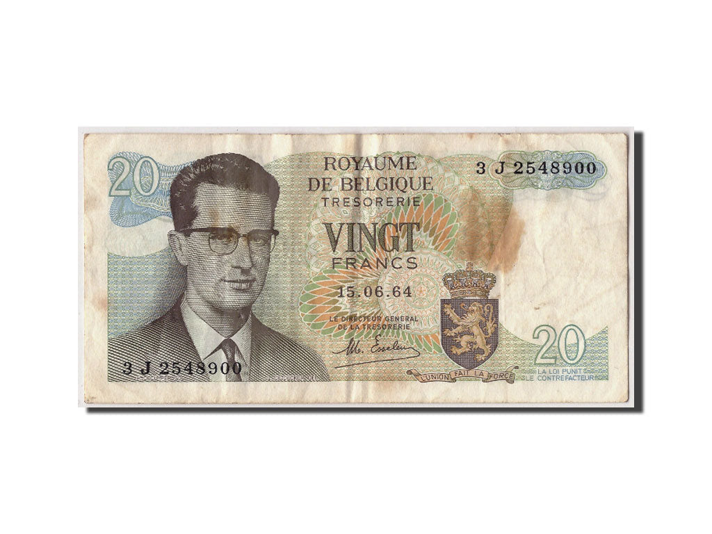 Banknote, Belgium, 20 Francs, 1964, 1964-06-15, KM:138, VF(30-35)