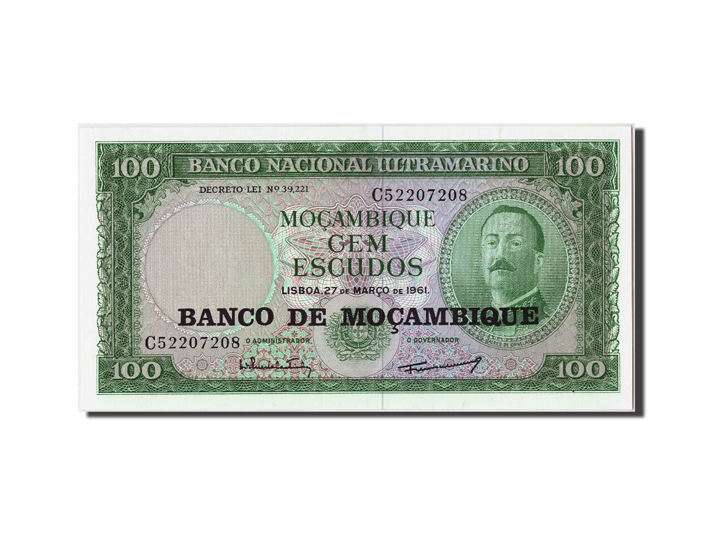 Banknot, Mozambik, 100 Escudos, Undated (1976), 1961-03-27, KM:117a, UNC(65-70)