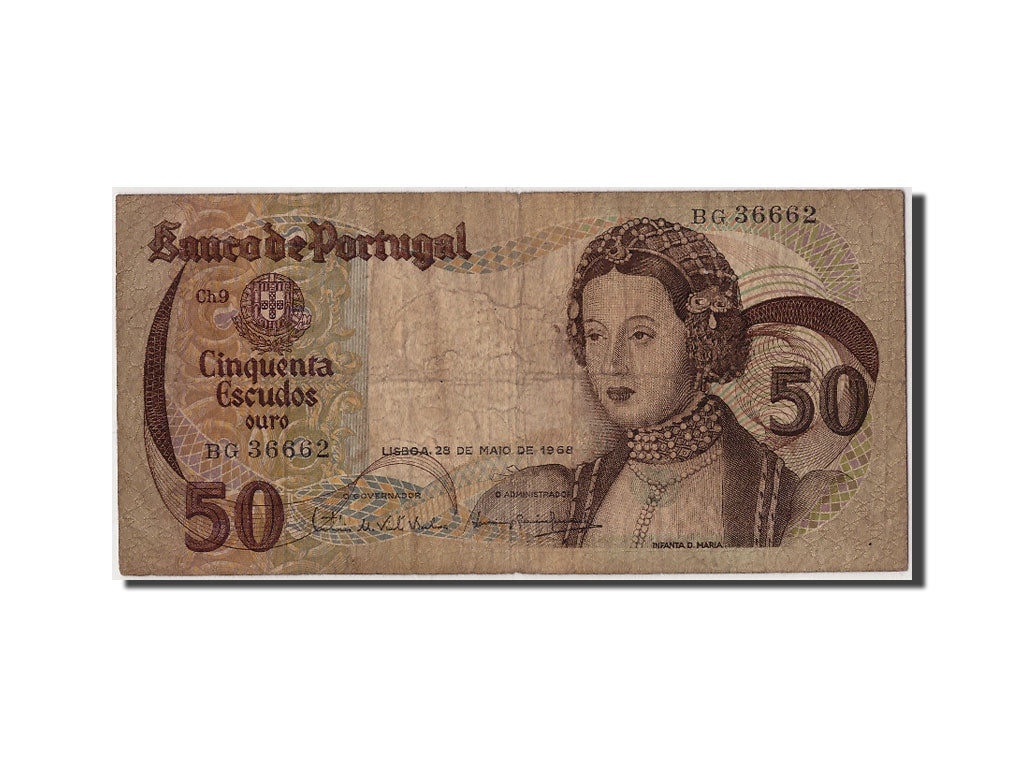 Geldschein, Portugal, 50 Escudos, 1968, 1968-05-28, KM:174a, SGE+