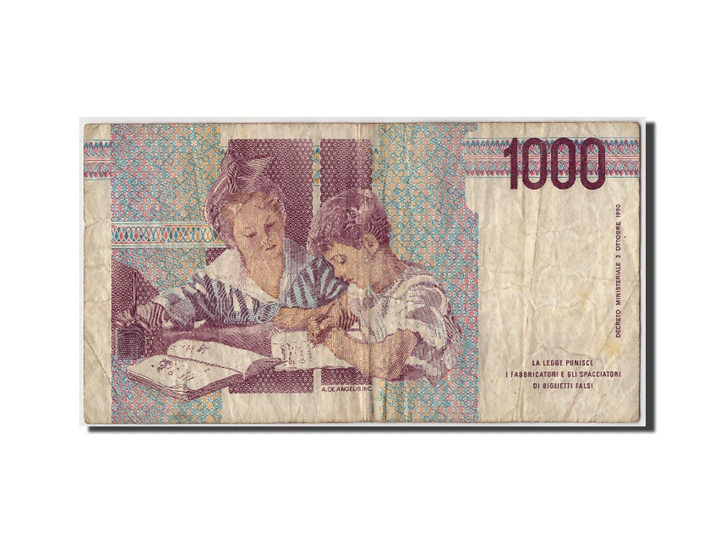 Banknote, Italy, 1000 Lire, D.1990, Undated, KM:114a, F(12-15)
