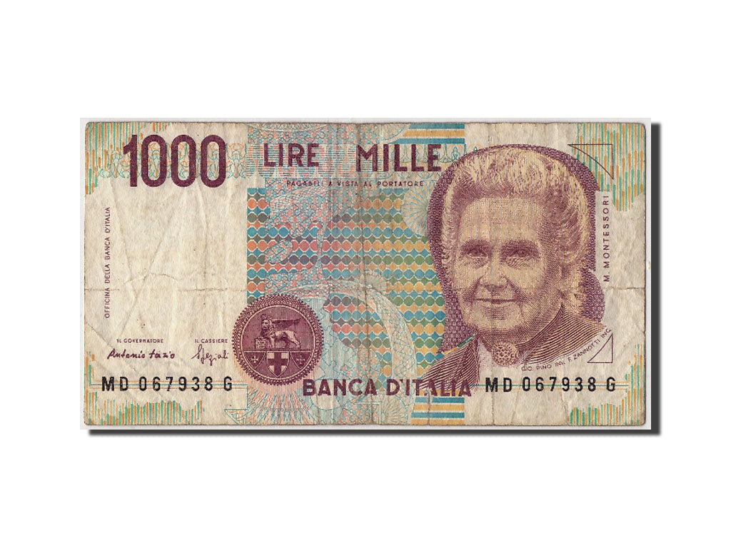 Biljet, Italië, 1000 Lire, D.1990, Undated, KM:114b, B+