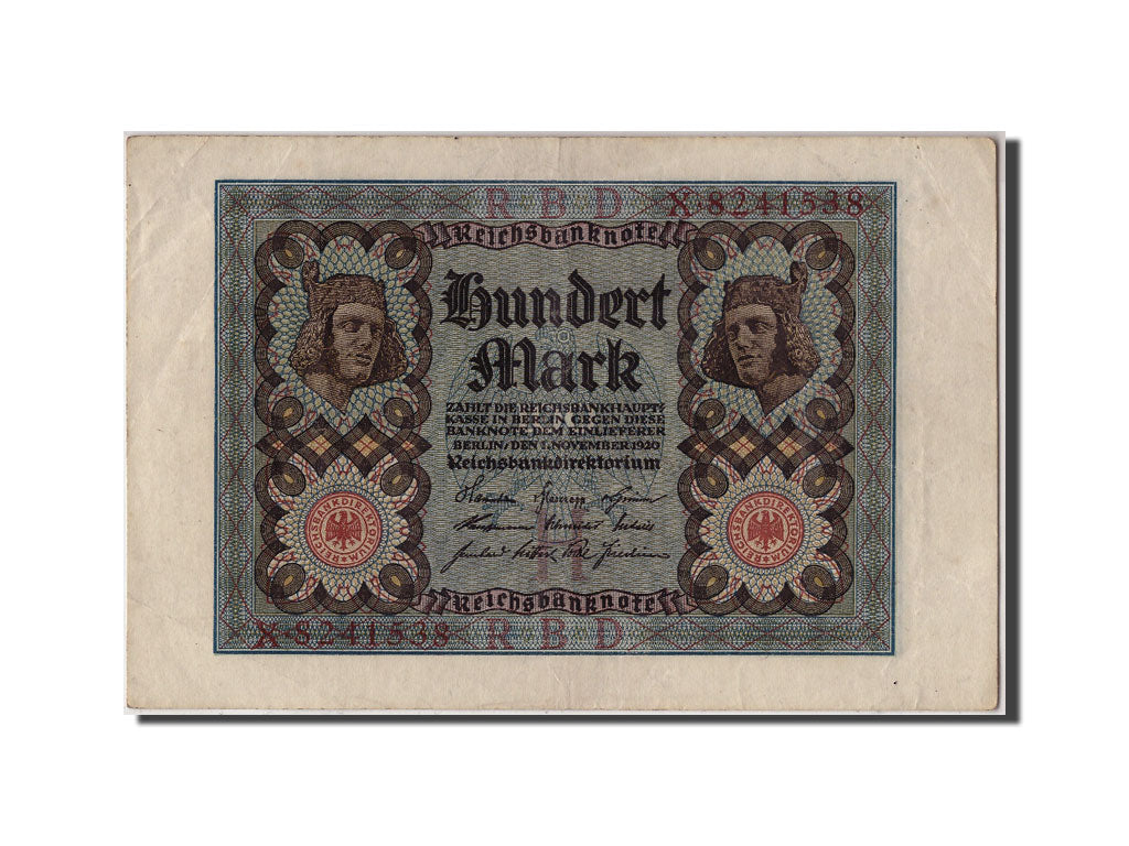 Billete, 100 Mark, 1920, Alemania, KM:69a, 1920-11-01, MBC