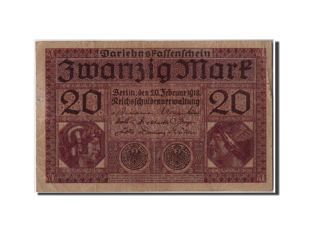 Billete, 20 Mark, 1918, Alemania, KM:57, 1918-02-20, BC