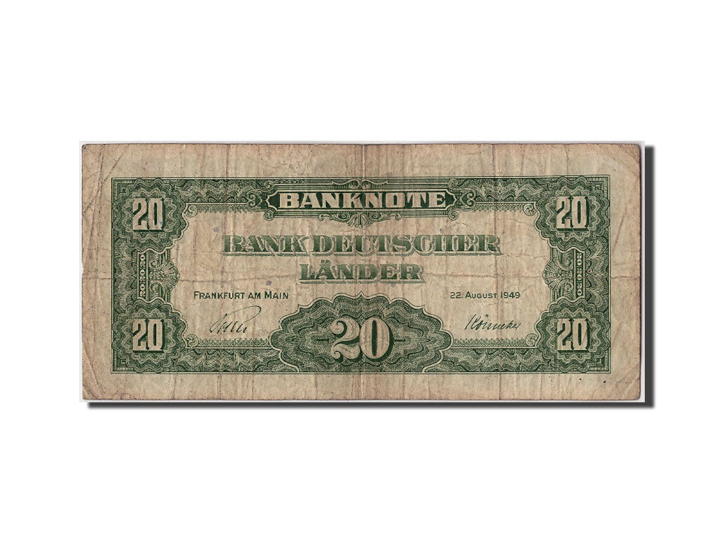Geldschein, Bundesrepublik Deutschland, 20 Deutsche Mark, 1949, 1949-08-22