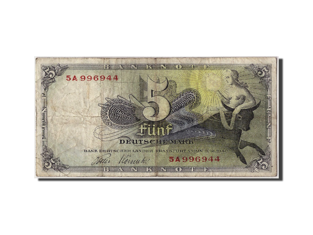 Geldschein, Bundesrepublik Deutschland, 5 Deutsche Mark, 1948, 1948-12-09