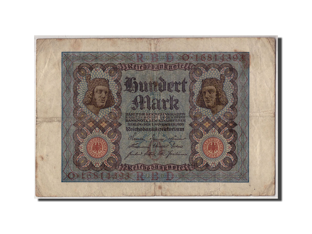Billete, 100 Mark, 1920, Alemania, KM:69b, 1920-11-01, BC