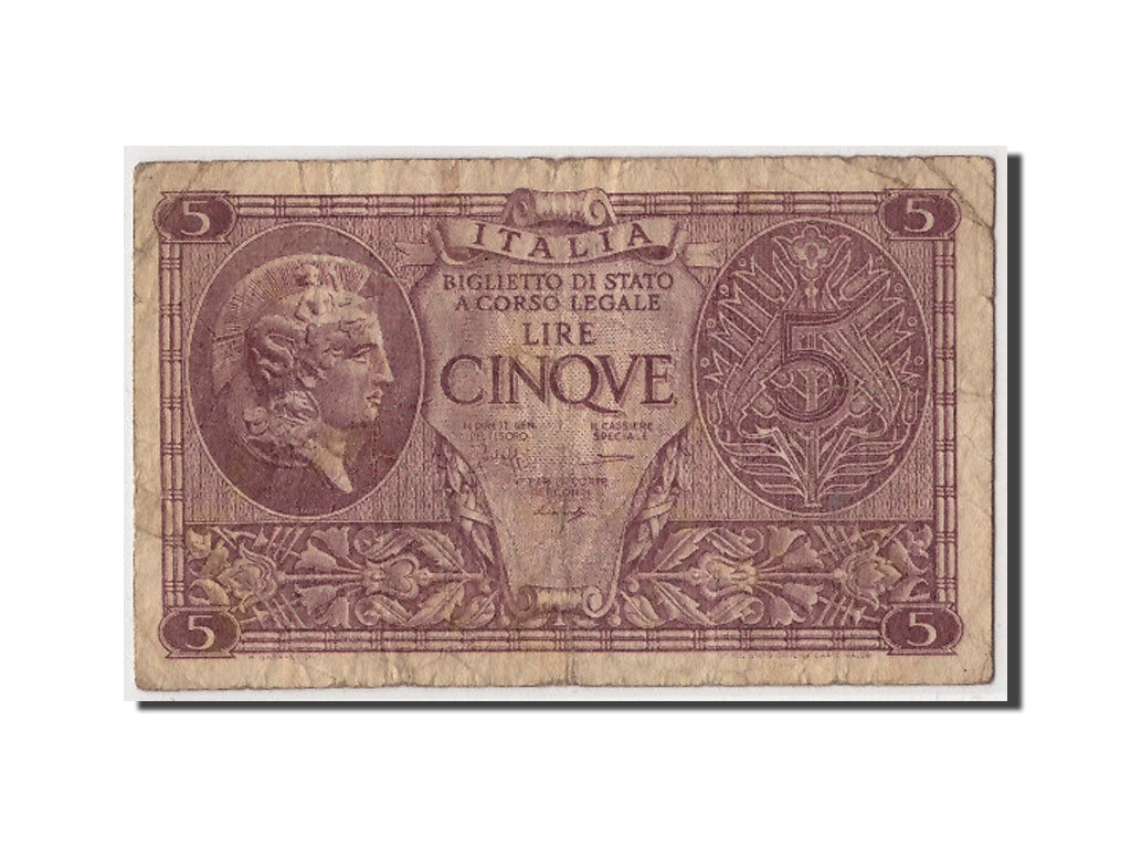 Billete, 5 Lire, 1944, Italia, KM:31b, 1944-11-23, RC+