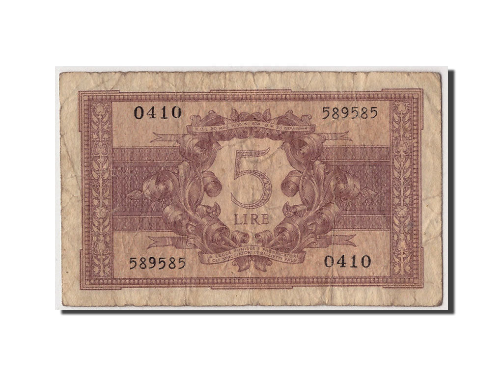 Billete, 5 Lire, 1944, Italia, KM:31b, 1944-11-23, RC+